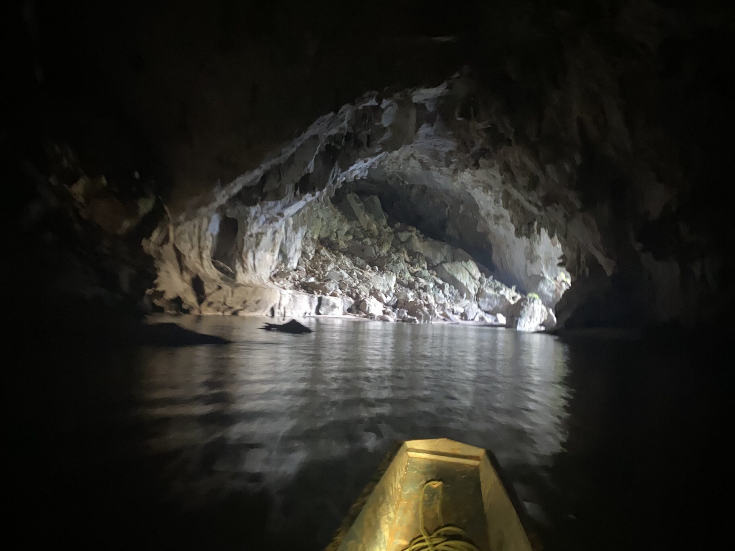 Boat ride along the Kong Lor Cave system in Thakhek, Laos