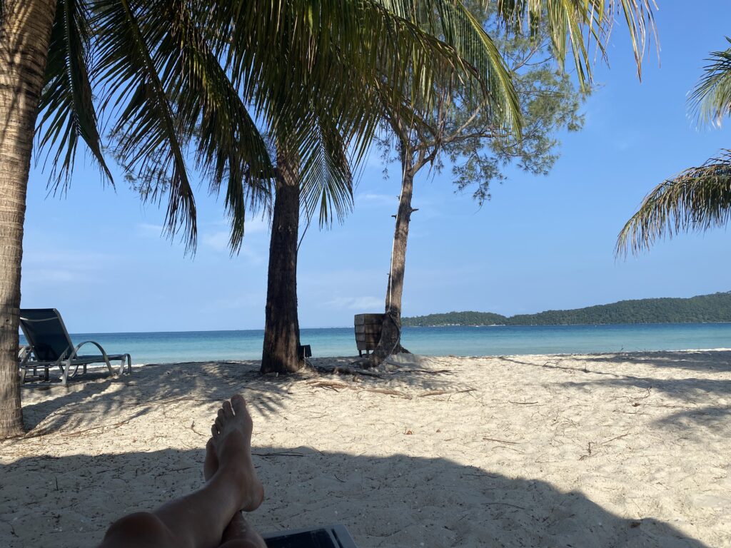Sun bathing on Saracen Bay in Koh Rong Sanloem, Cambodia