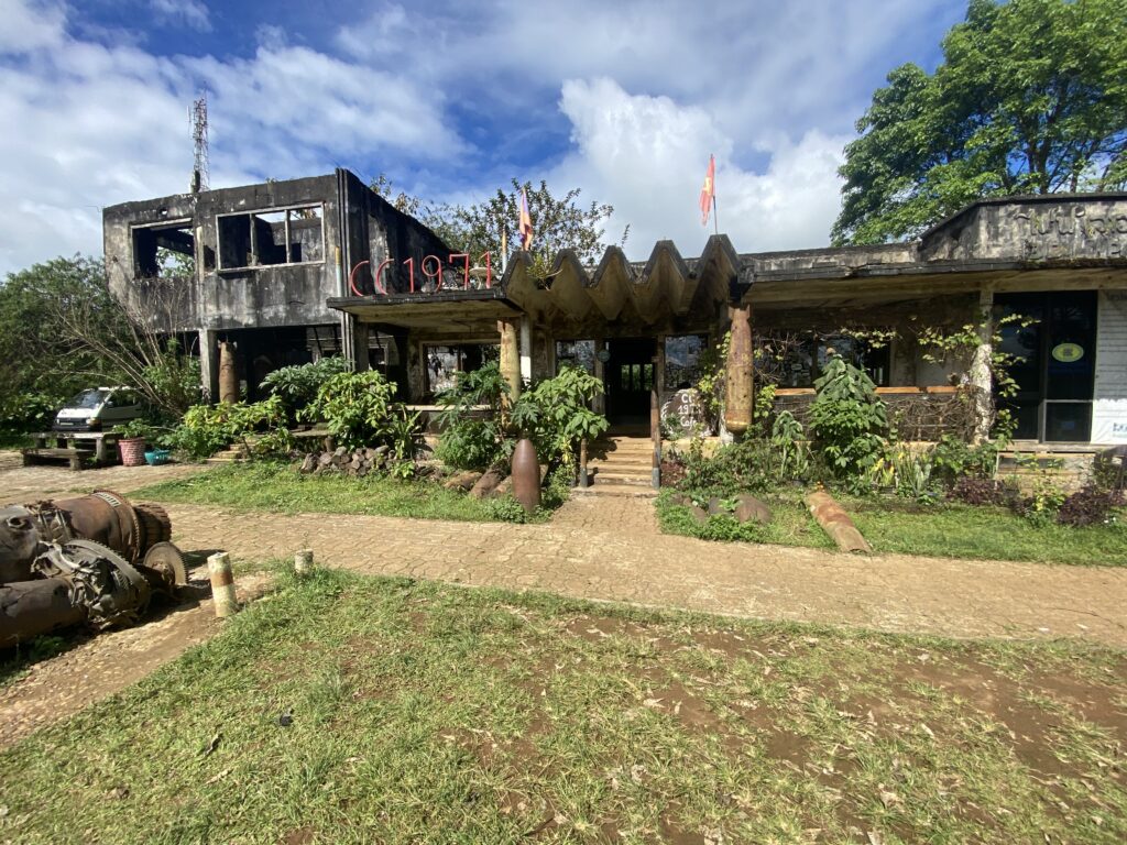 Front view of CC 1971 Cafe in Paksong on the Pakse Loop, Laos